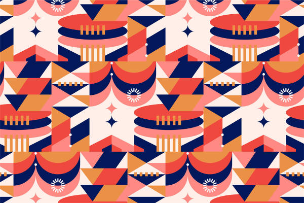 复古几何图案面料印花,打造时尚个性服装印花设计