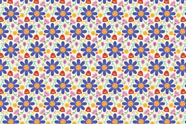 春日田园风多彩花朵面料印花服装印花设计