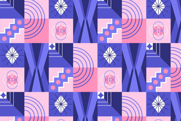 复古几何图案面料印花，打造时尚潮流服装印花设计