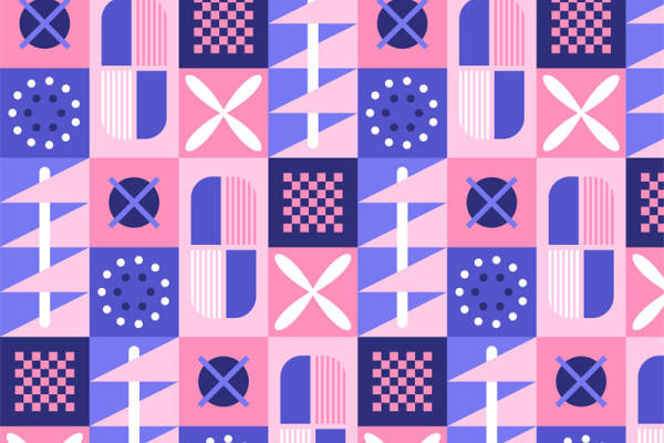 现代抽象几何图案面料印花，时尚服装印花设计