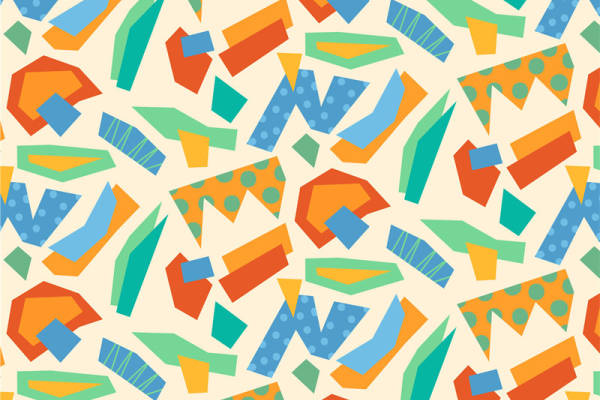 活力四射的抽象几何服装印花面料设计