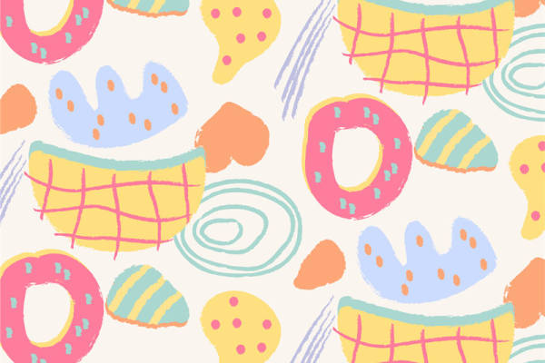 甜美手绘风格面料印花 可爱卡通服装印花设计