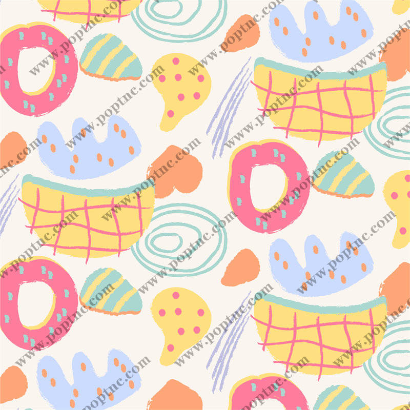 甜美手绘风格面料印花 可爱卡通服装印花设计