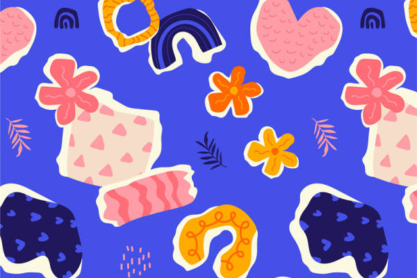 时尚多彩面料印花：甜美心形与花卉图案服装印花设计