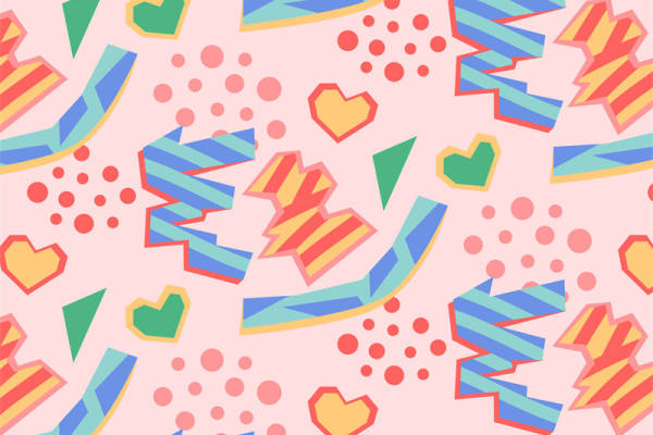 多彩爱心与条纹图案面料印花，打造时尚活力服装印花