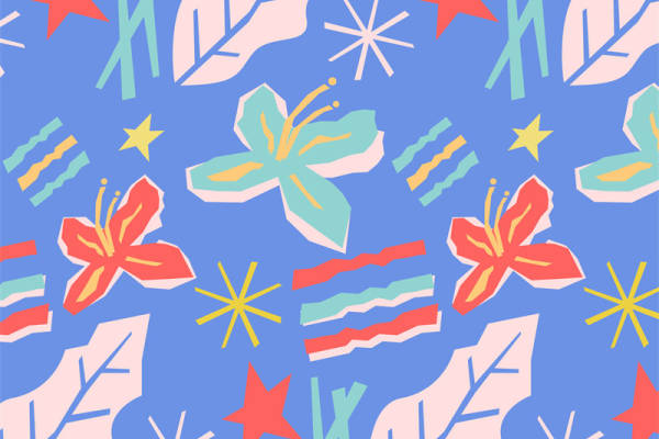 夏日清新花卉星星图案服装印花面料