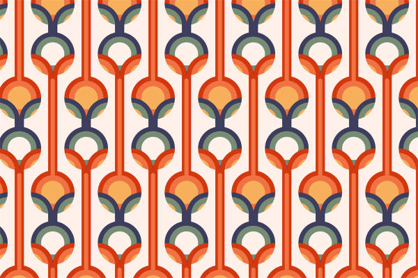 探索复古风格：多彩几何图案服装印花面料