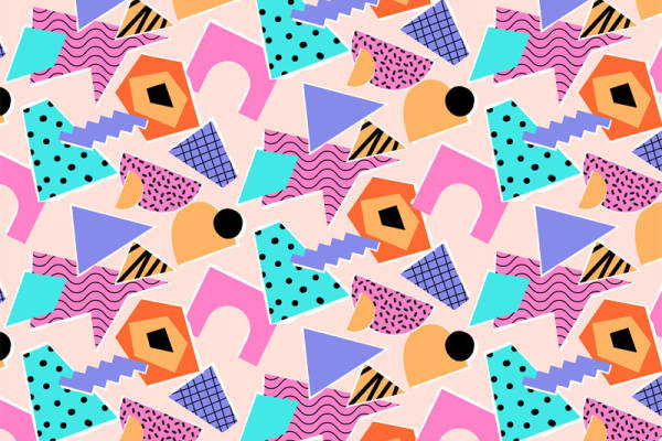 活力四射的抽象几何图案服装印花面料设计