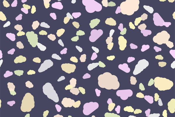 柔和色彩云朵图案面料印花，打造梦幻服装印花设计