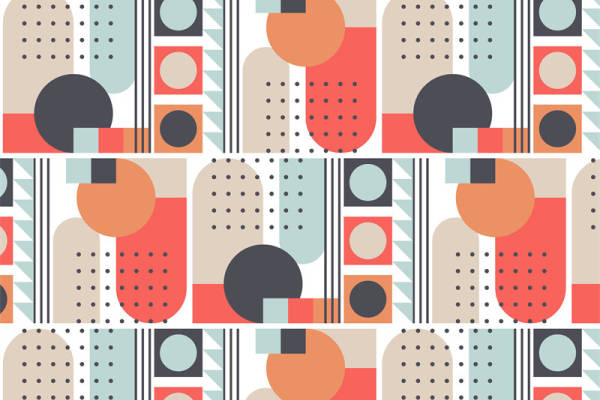 现代抽象几何图案面料印花，时尚服装印花设计