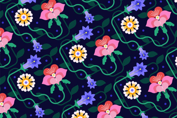 春日花园:多彩花卉图案服装印花面料