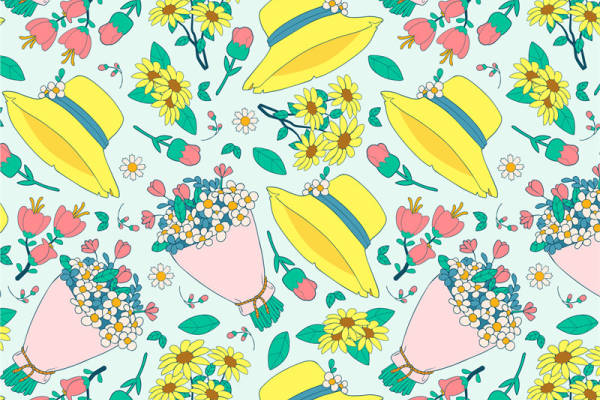 春日清新花卉图案面料印花服装印花设计