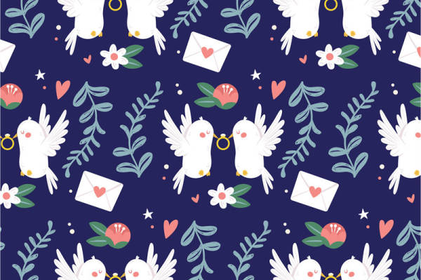 浪漫天使与花卉图案服装印花面料设计