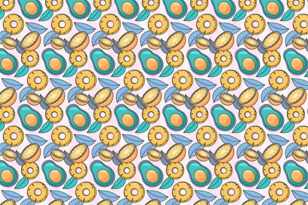 夏季清新水果图案服装印花面料设计