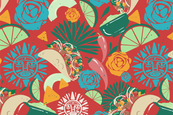 热带风情水果茶面料印花服装印花设计