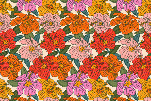 春日花园色彩斑斓的面料印花服装印花设计