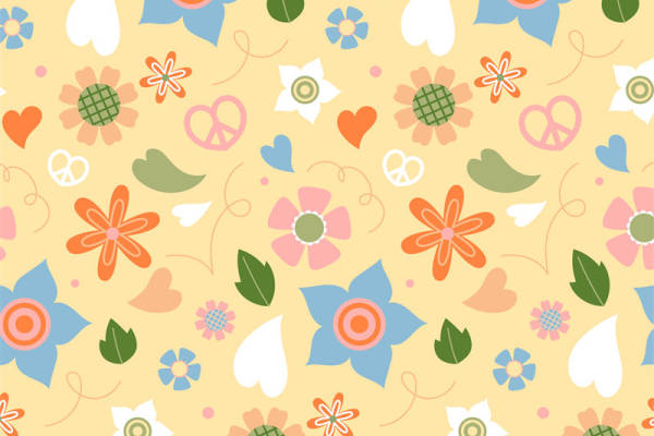 春日花卉与和平符号的服装印花面料设计