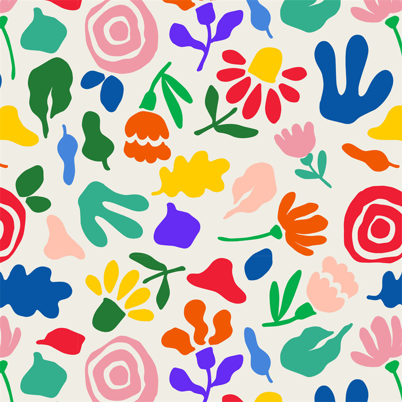 春日多彩抽象花卉服装印花面料设计