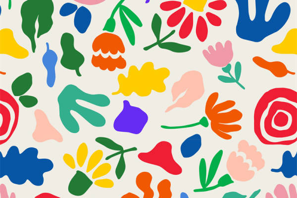 春日多彩抽象花卉服装印花面料设计