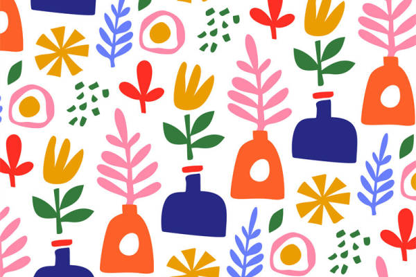 春日活力多彩花瓶与花卉面料印花服装