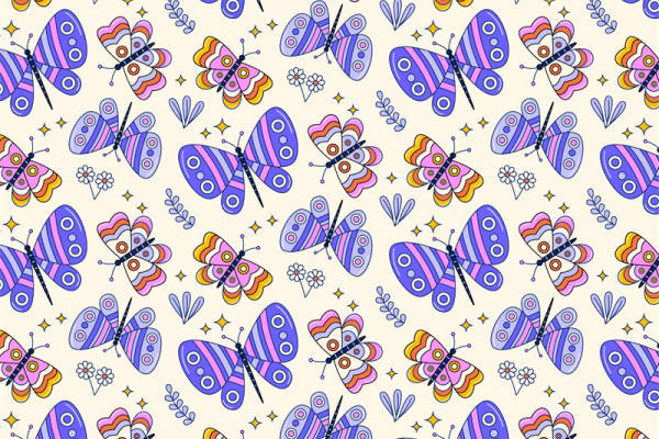 梦幻蝴蝶图案面料印花,打造春日浪漫服装印花