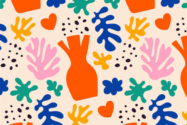 活力四射的多彩花瓶与花卉服装印花面料设计