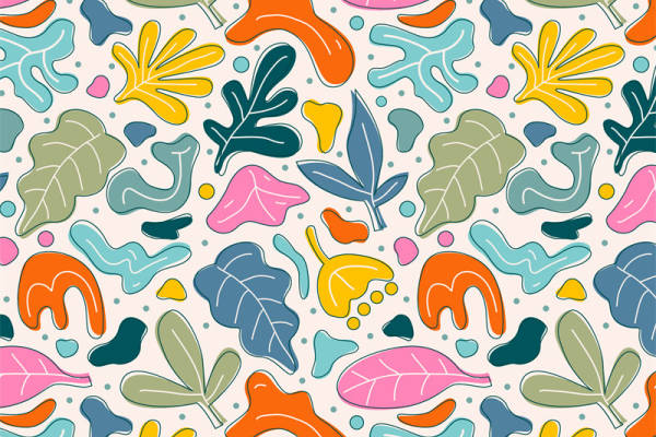 多彩手绘风格面料印花 夏季服装印花设计