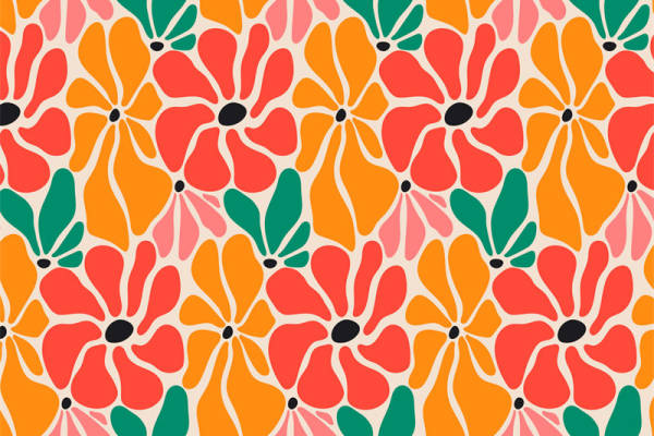 活力四射的橙色花卉服装印花面料，适合春夏季节