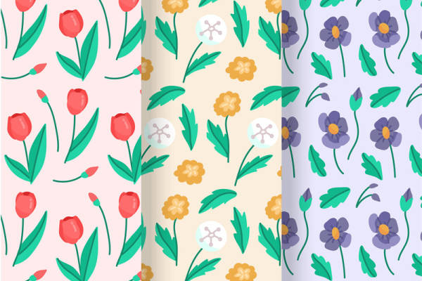 春日花卉图案服装印花面料：清新自然风格