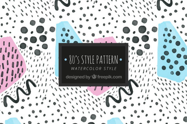 复古80年代风格水彩服装印花面料设计