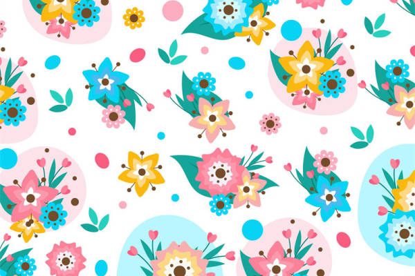 春日花卉图案服装印花面料:清新自然风格