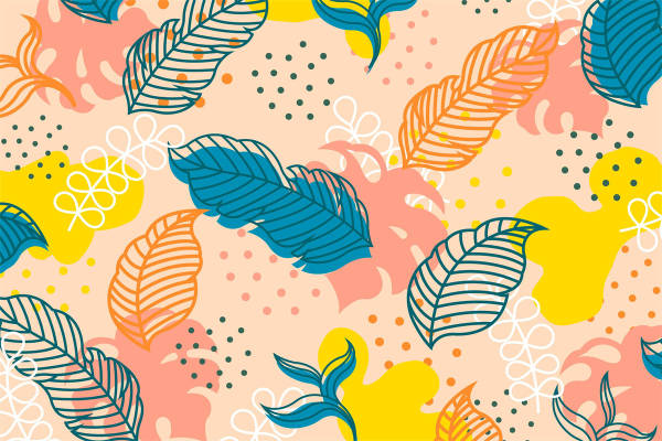 春日清新风格服装印花：活力四射的叶子图案面料印花