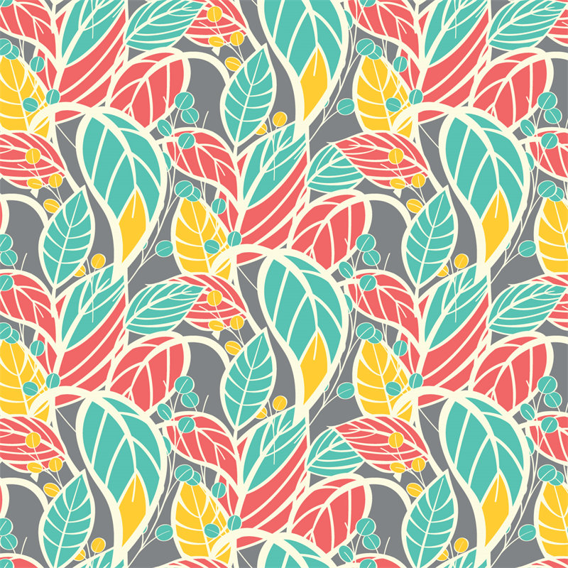 多彩叶子图案服装印花面料:时尚与自然的完美结合