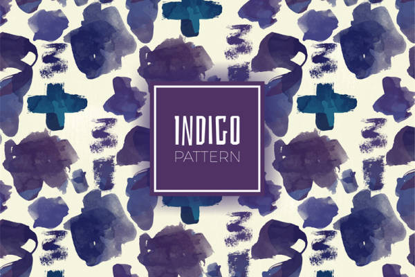时尚水彩靛蓝风格面料印花服装印花设计
