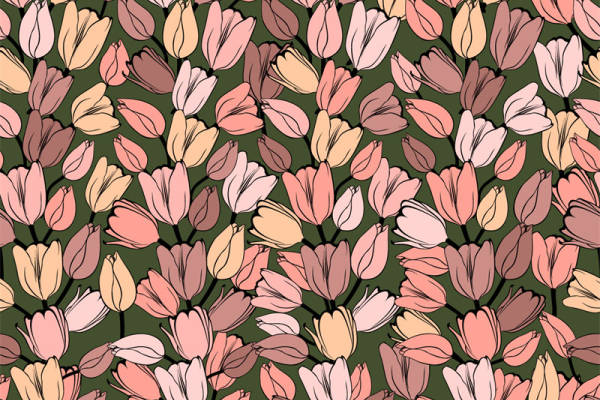 浪漫春日花卉图案服装印花面料设计