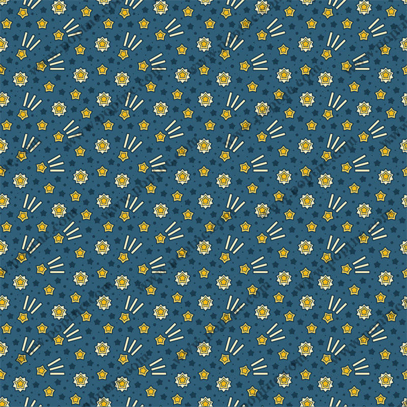 探索深蓝色背景上的金色几何图案服装印花面料