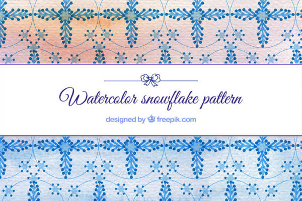 冬季梦幻水彩雪花图案服装印花面料