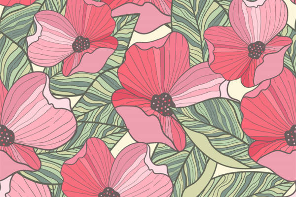 春日浪漫花卉图案服装印花面料设计