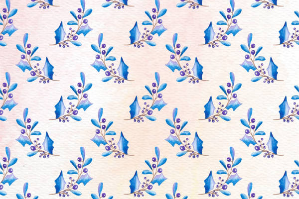 清新自然风格蓝色叶子服装印花面料设计