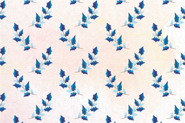 优雅蓝色叶子图案面料印花，适合春夏服装印花设计