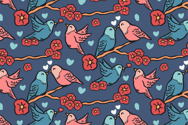 浪漫春日鸟语花香面料印花,打造温馨服装印花设计