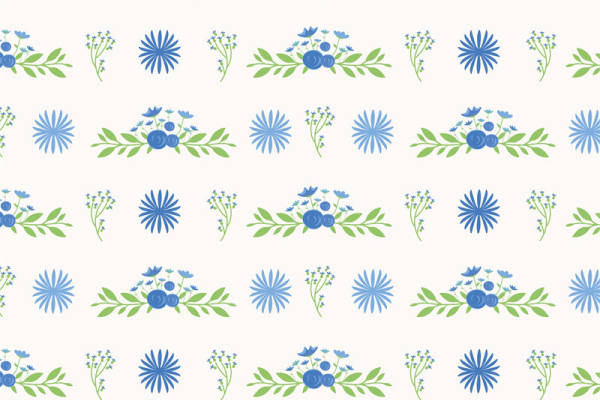 清新自然风格蓝绿色花卉面料印花服装印花设计