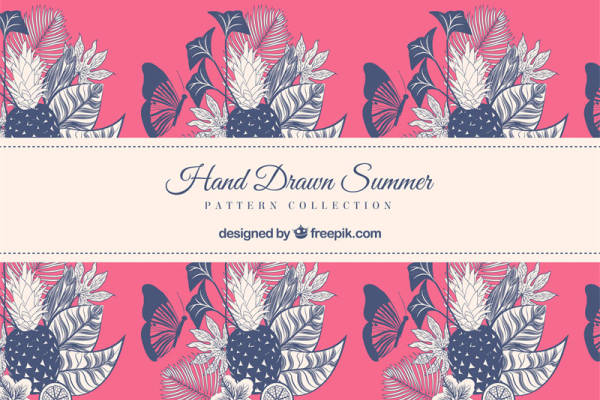 夏日手绘风格面料印花，打造清新自然服装印花设计