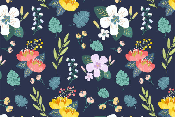 春日花卉图案服装印花面料，打造清新自然风格