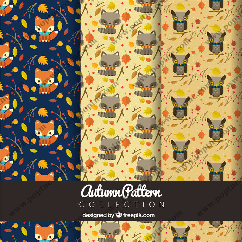 秋季主题服装印花面料设计:狐狸与猫头鹰的温馨图案