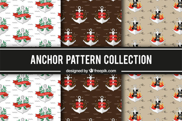 复古海洋风格服装印花:经典锚图案面料印花设计