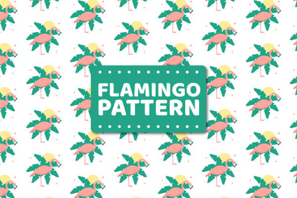 时尚火烈鸟图案服装印花，夏日清新面料印花设计