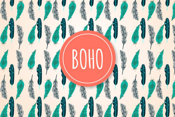 波西米亚风格羽毛图案服装印花面料设计