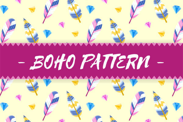 波西米亚风格羽毛图案服装印花面料设计