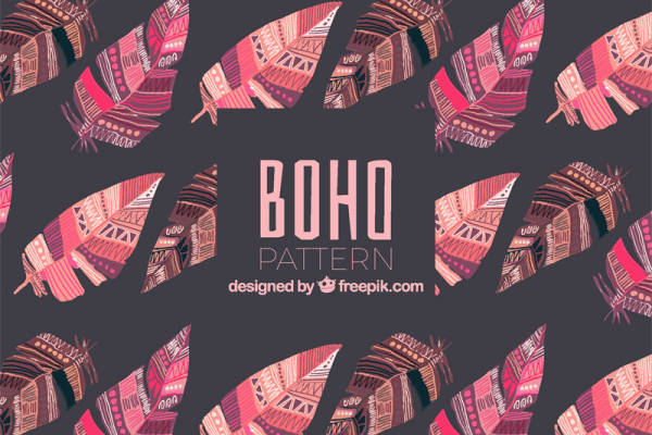 时尚波西米亚风格服装印花:独特羽毛图案面料印花